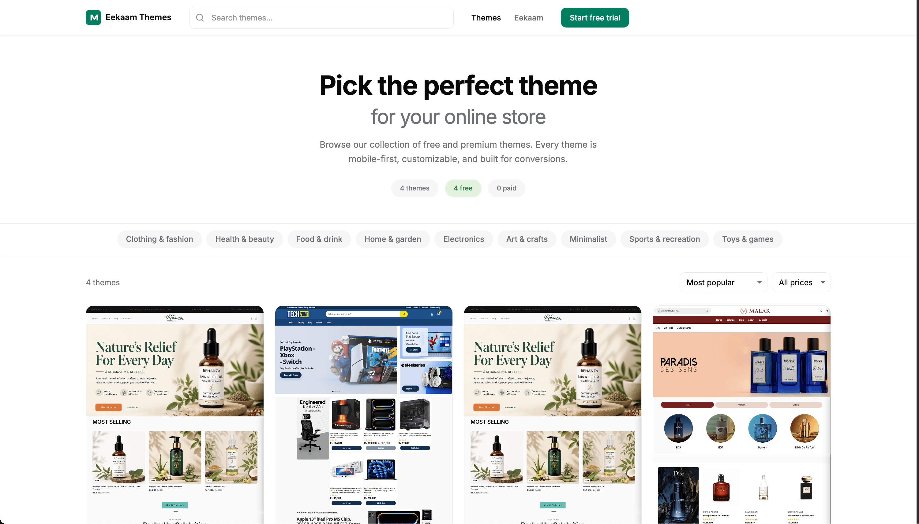 Themes marketplace